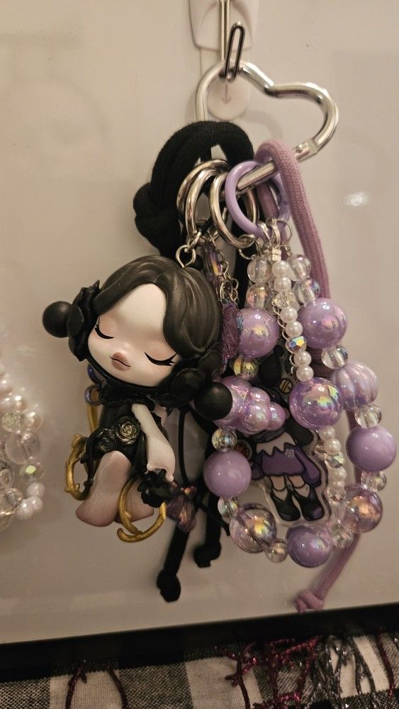 Skull Panda And Labubu Keychains