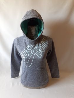 Nike JUST DO IT girls gray pullover hoodie size M