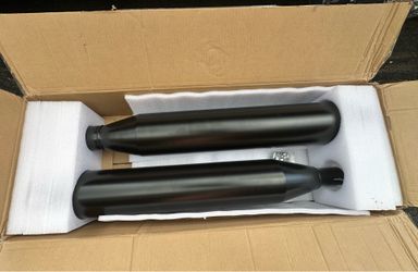 Harley Black 4.5 Slip-On Mufflers Chrome Tapered Tip