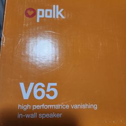NIB Polk Audio V65 High Performance Vanishing In-Wall Speaker, Single, White 