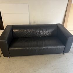 Black IKEA Faux Leather Couch