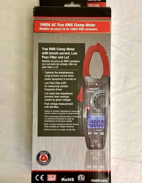 TRIPLETT 1000AMP True RMS Clamp Meter