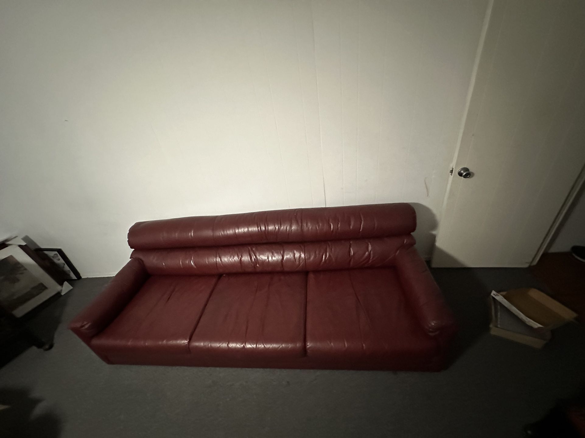 Authentic red Leather couch. 