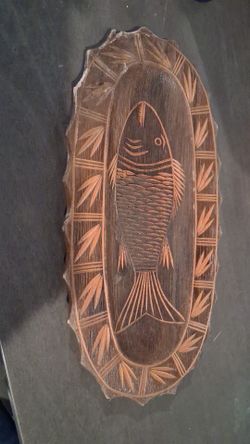 Hand carved wood tray