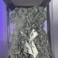 Gray Styrofoam Rose Bear Valentine’s Day Gift
