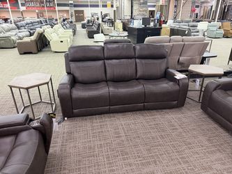 Brown Leather Power Reclining Sofa - Dark Brown | Couch | Living Room Couch