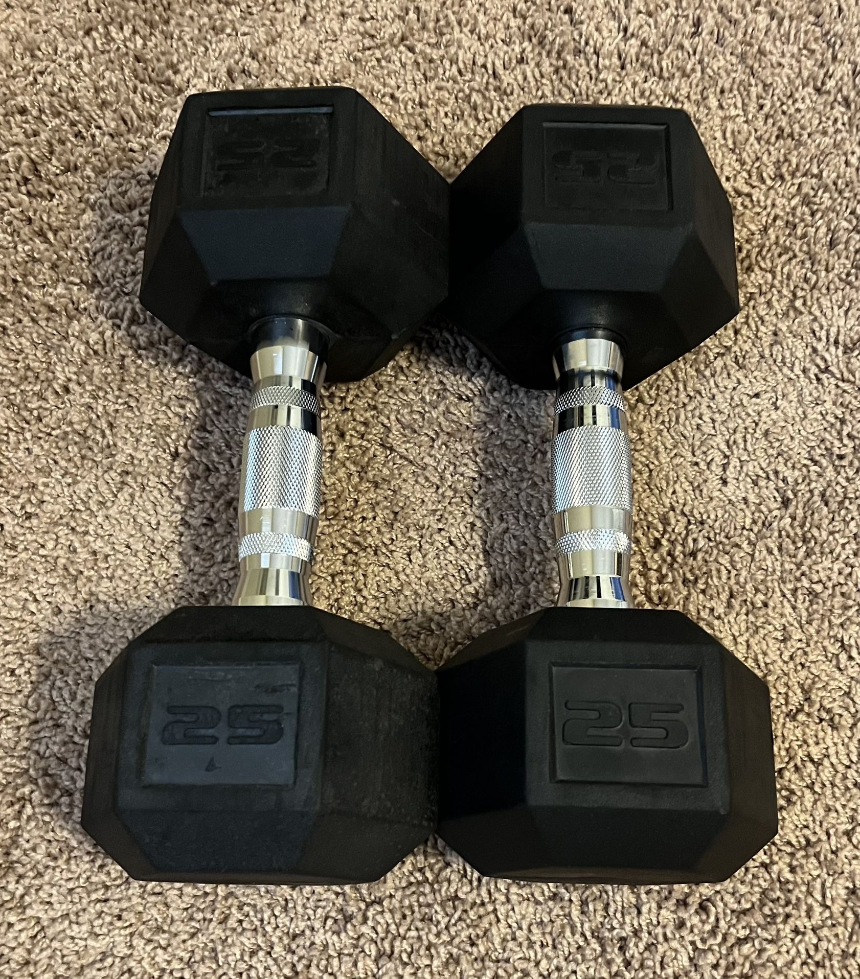 25 Lb Pair CAP Barbell Coated Hex Dumbbells