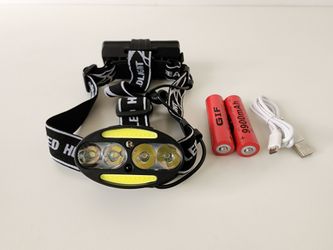 USB Rechargeable COB LED Headlamp Motion Sensor 7Mode 18650 Headlight Torch Lamp