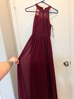 Burgundy Lace Halter Maxi Dress size XS