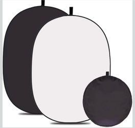2-in-1 Collapsible Photo Backdrop Black White Muslin 4.92x3.28ft Bag