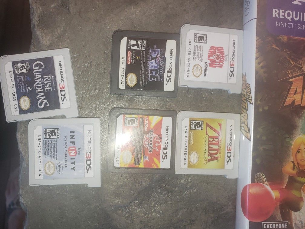 Xbox 360, kinect, and 3DS and DS games.