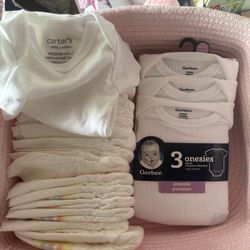New baby preemie bundle ( Gender Neutral ) I will  included pink bin organizer if wanted