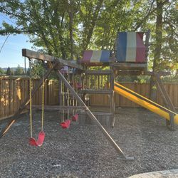 Wooden Swing And Slide Playground Set