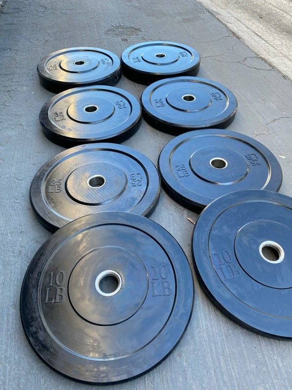 NEW Bumper Plates, Rubber Olympic Weights, Home Gym Weight Set, Folding Squat Rack, Adjustable FID Bench Press, Stall Mats, Rubber Flooring