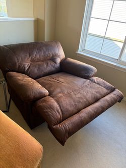 Oversized Brown Suede Recliner