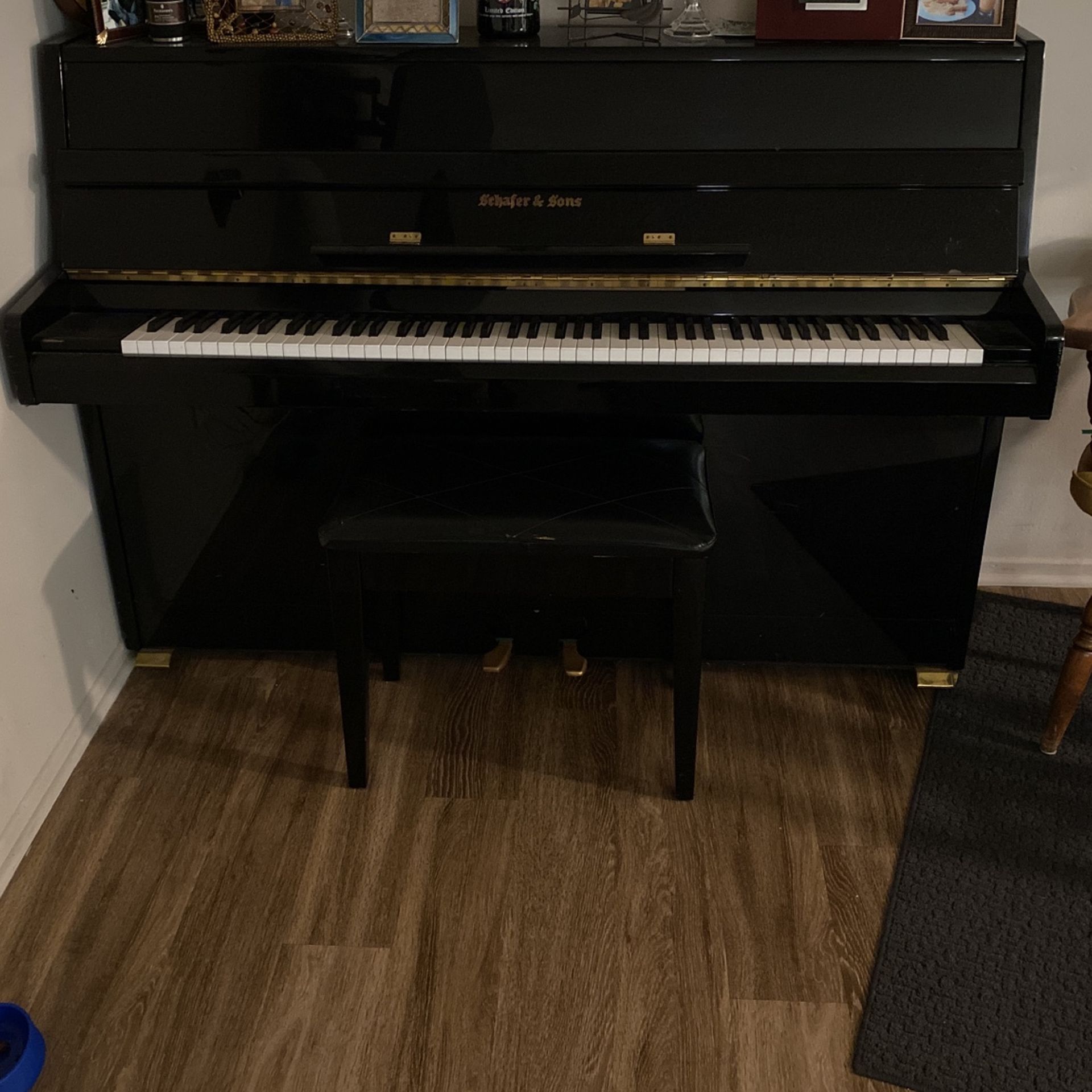 Piano Great Sell 1000 Black Schafer & Son Needs Tuning And Fix Sustain Either Than That Great Condition