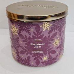 New Bath & Body Works 3wick candle CHRISTMAS CIDER mulled cinnamon crushed clove creamy nutmeg cider