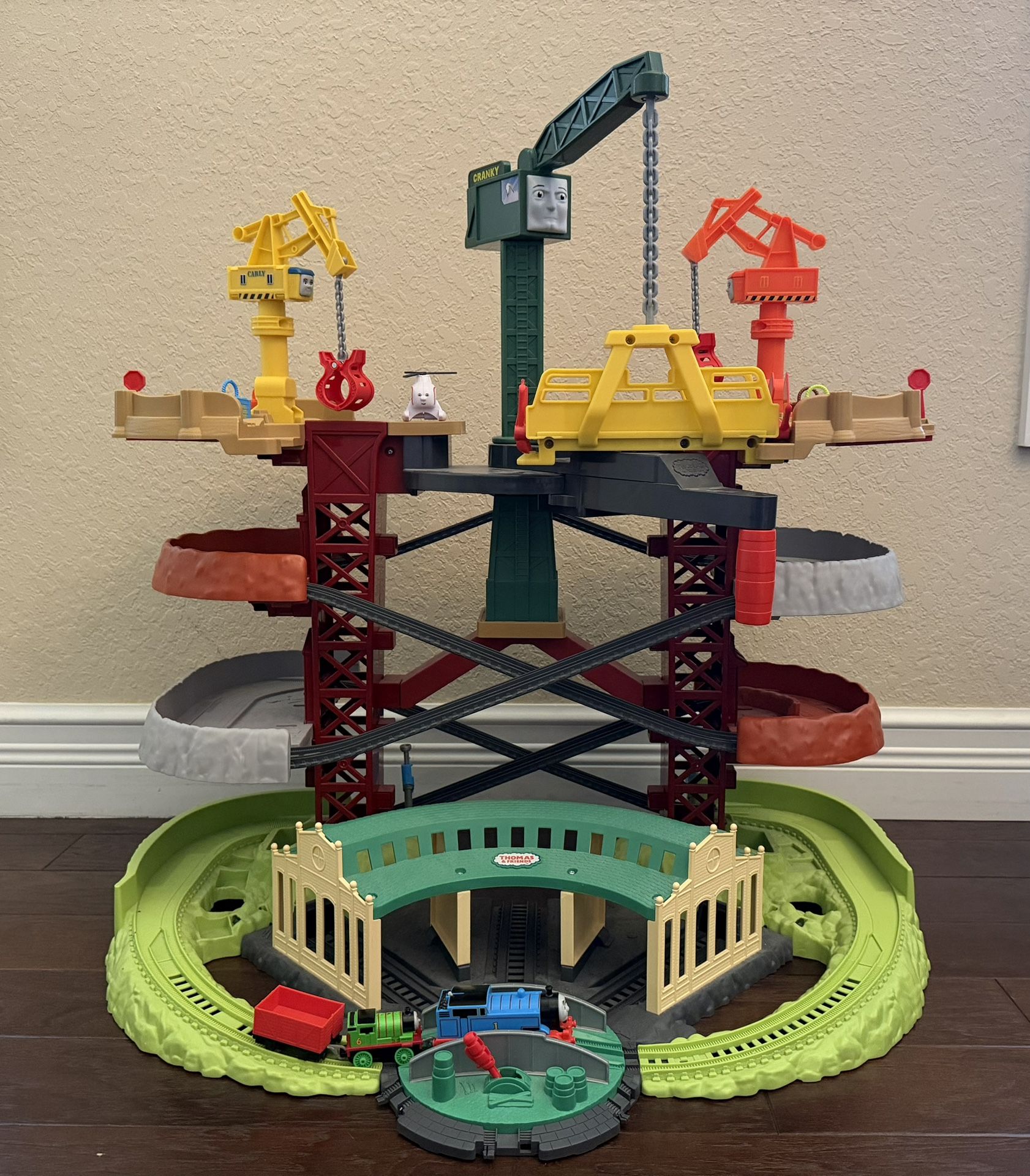 Thomas & Friends Multi-Level Toy Track Set, Trains & Cranes Super Tower, 2.5 Ft Tall