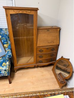 Vintage secretary and display cabinet