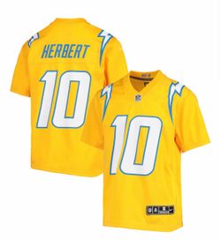 New Nike Los Angeles Chargers Justin Herbert Gold Football Jersey Youth Large