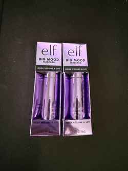 e.l.f. Big Mood Mega Volume & Lifting Mascara, Black 0.14oz Travel Size - 2 PACK