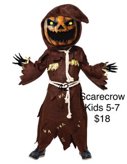 Scarecrow Scary Kids Halloween Costume 5-7