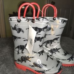 NEW BOYS GREY DINOSAUR RAIN BOOTS SIZES T7 (2) available