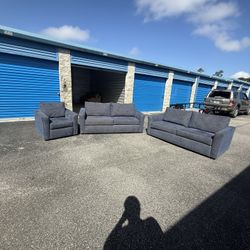 Blue 3-Piece Couch and Chair set - Delivery Available