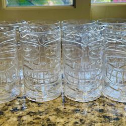Set of 8 Clear Acrylic Tiki Glasses