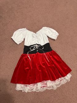 Small red Rennisance dress costume pesant Pirate October fest short black