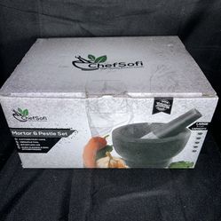 ChefSofi Extra Large 8 Inch 5 Cup-Capacity Mortar and Pestle Set