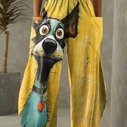 Yellow Dog Curved Women Pants. Size: 2XL