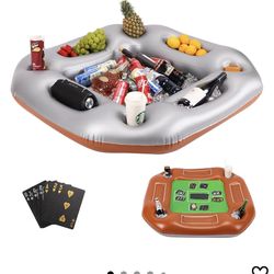 Inflatable Poker Floating Table And Drink Holder
