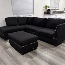 Black L-Shaped Sofa