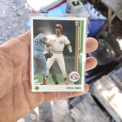 1989 Upper Deck baseball card featuring Chris Sabo, card number #180.rookie card f