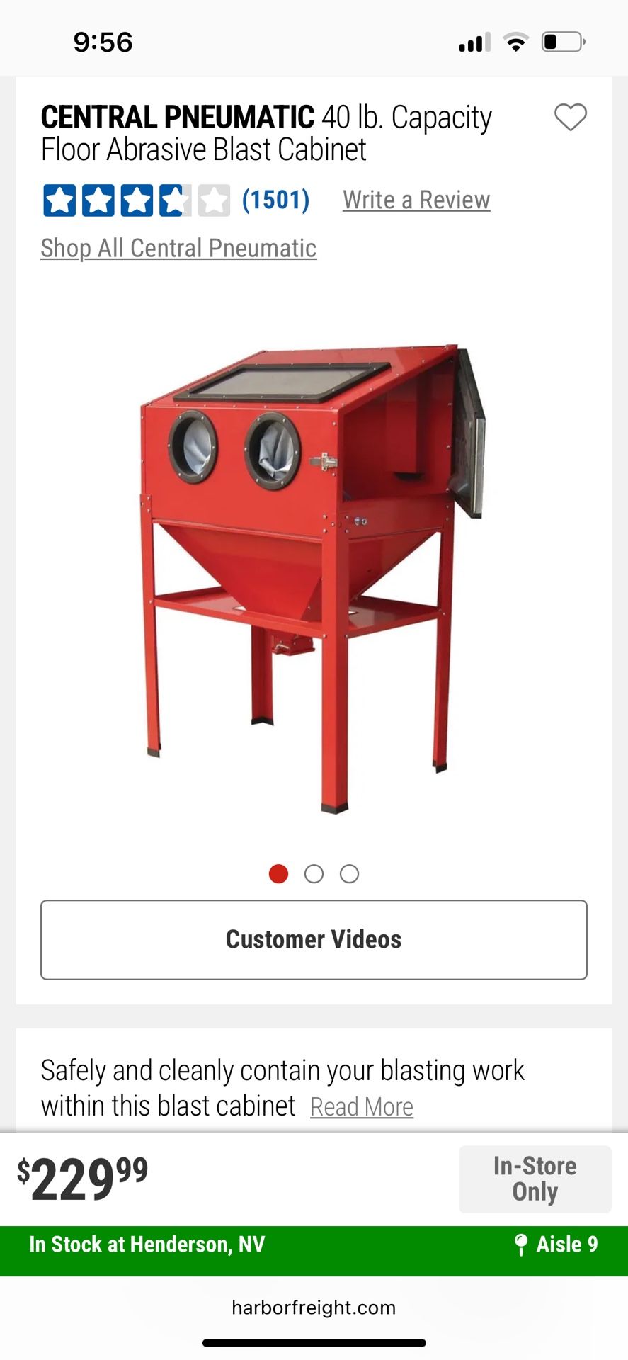 40lb Capacity Floor Blast Cabinet “Brand new”