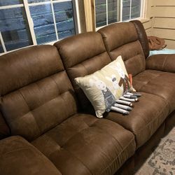 Gently Used Brown Reclining Sofa 