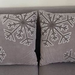 2 Beaded snowflake pillows