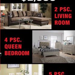 NEW BEDROOM FURNITURE SET - SECTIONAL SOFA- MATTRESS BEDS AND MORE 