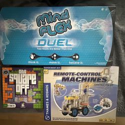 STEM Games - Engineering Thames & Kosmos Build Remote Control Machines Construction MIT, City Square Off, Mind flex Duel, Coding Books Too!! 