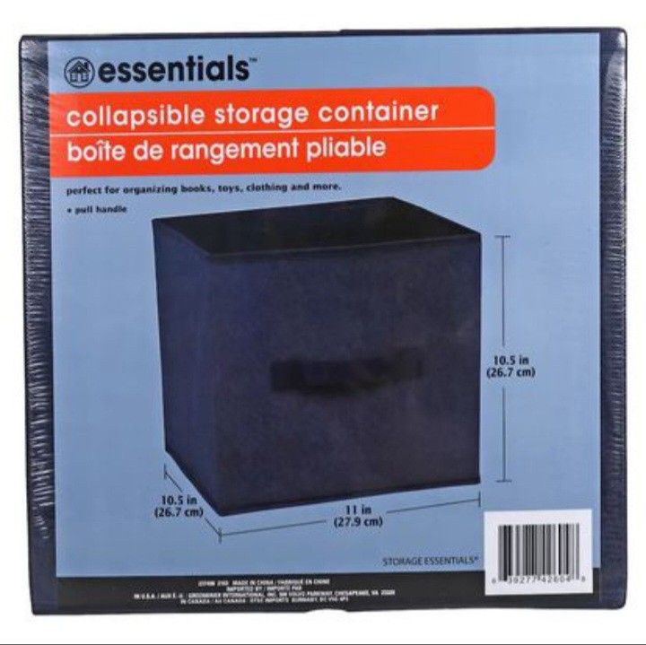 NEW Essentials Navy Blue Collapsible Storage Container With Handles!