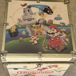 80s  vintage Nintendo Super Mario 3 & Zelda Wood Box Toy Chest