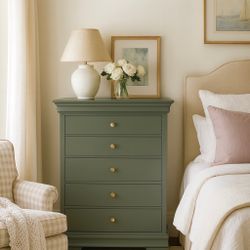 Beautiful Green 5 Drawer Solid Wood Dresser