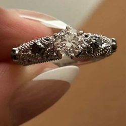 Wedding 10k ring set custom 0.60 certified diamond vvs1 quality with two black diamonds