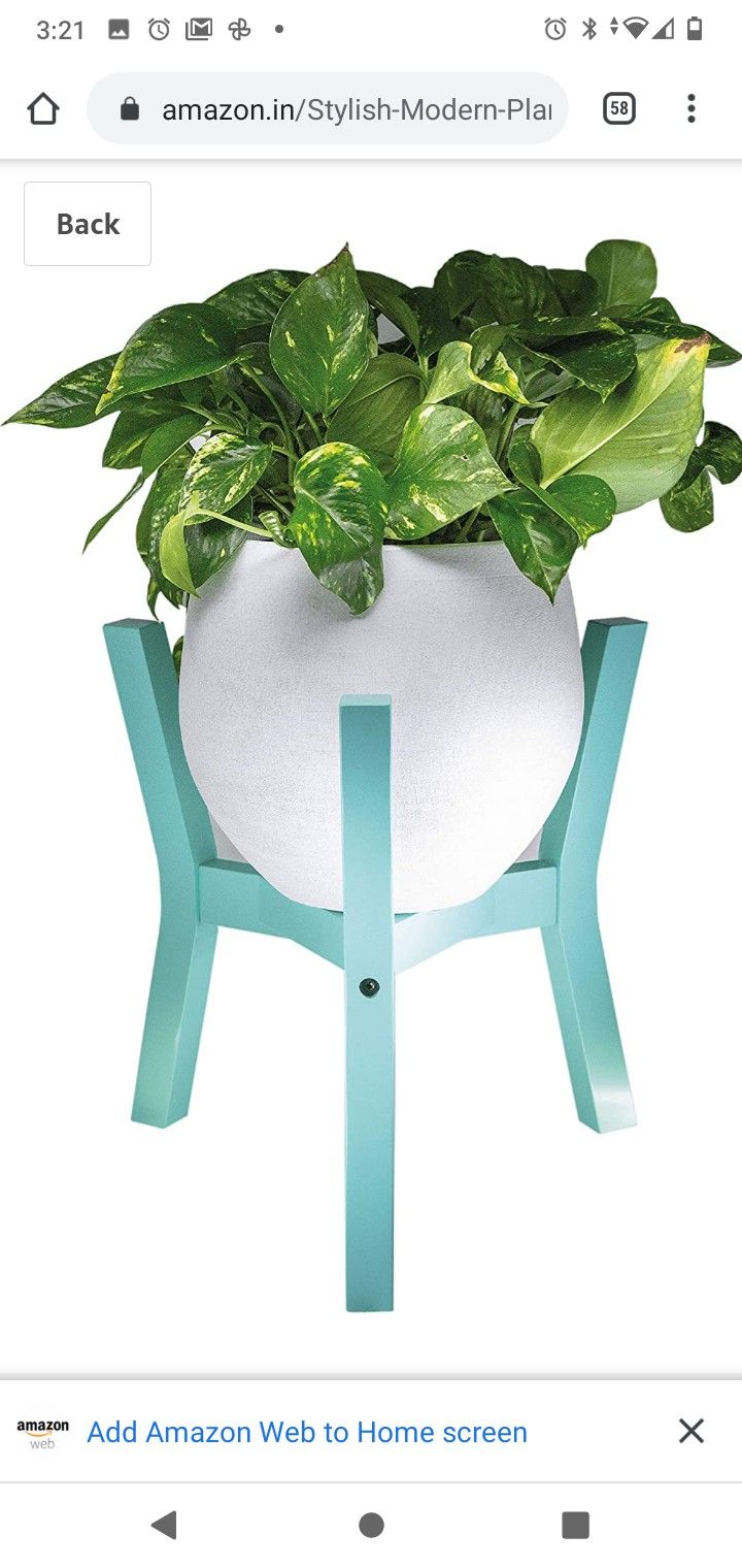 Stylish Modern Plant Pot Stand - Indoor Outdoor Wood Flower Stands | Holder for Ceramic Pots, Plants, Planters up to 10 inches (Green Aqua)