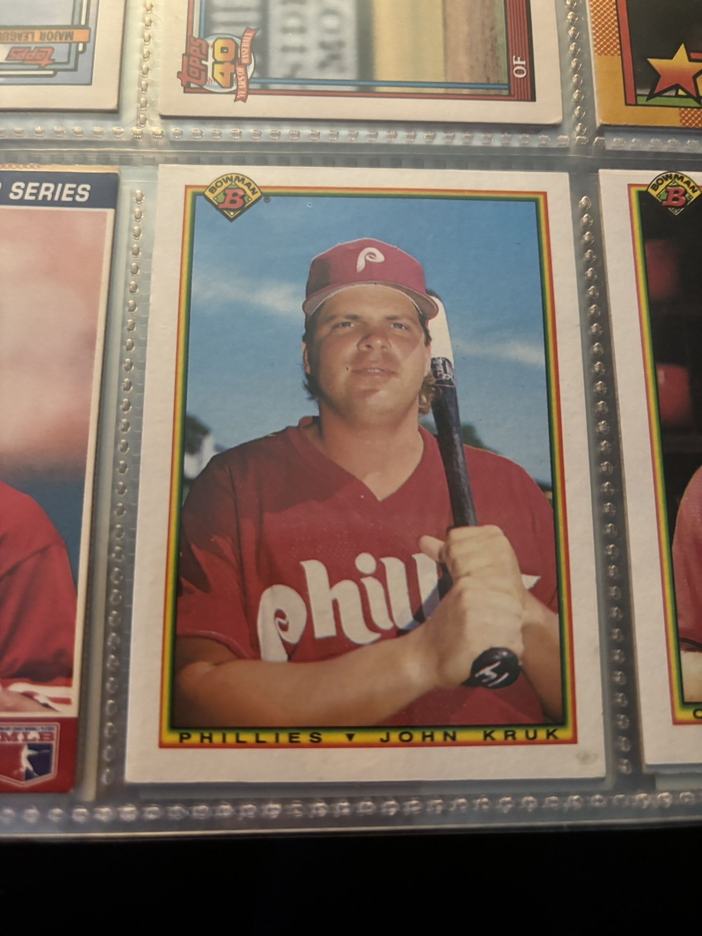 Bowman #154 John Kruk Phillies Baseball Card 1990