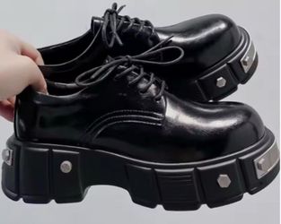 New Head Round Toe Leather Shoes  Black 9.5