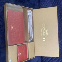 COACH Boxed Anna (Red) Foldover Clutch Crossbody & Card Case Set--New in Box