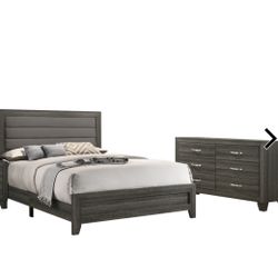 Queen Bed Frame And Dresser Set With Mirror