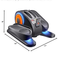 ESL Under Desk Elliptical - Portable Leg Exerciser with Pedal Strap for Seniors, Compact Seated Elliptical with Remote Control, LCD Display